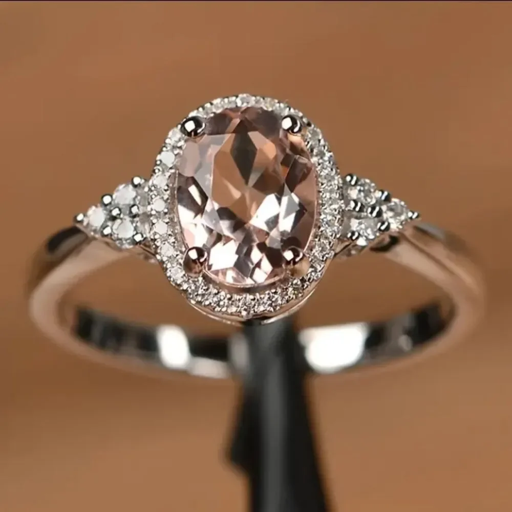 Ladies Elegant Champagne Lab Created  diamonds Ring sz 6